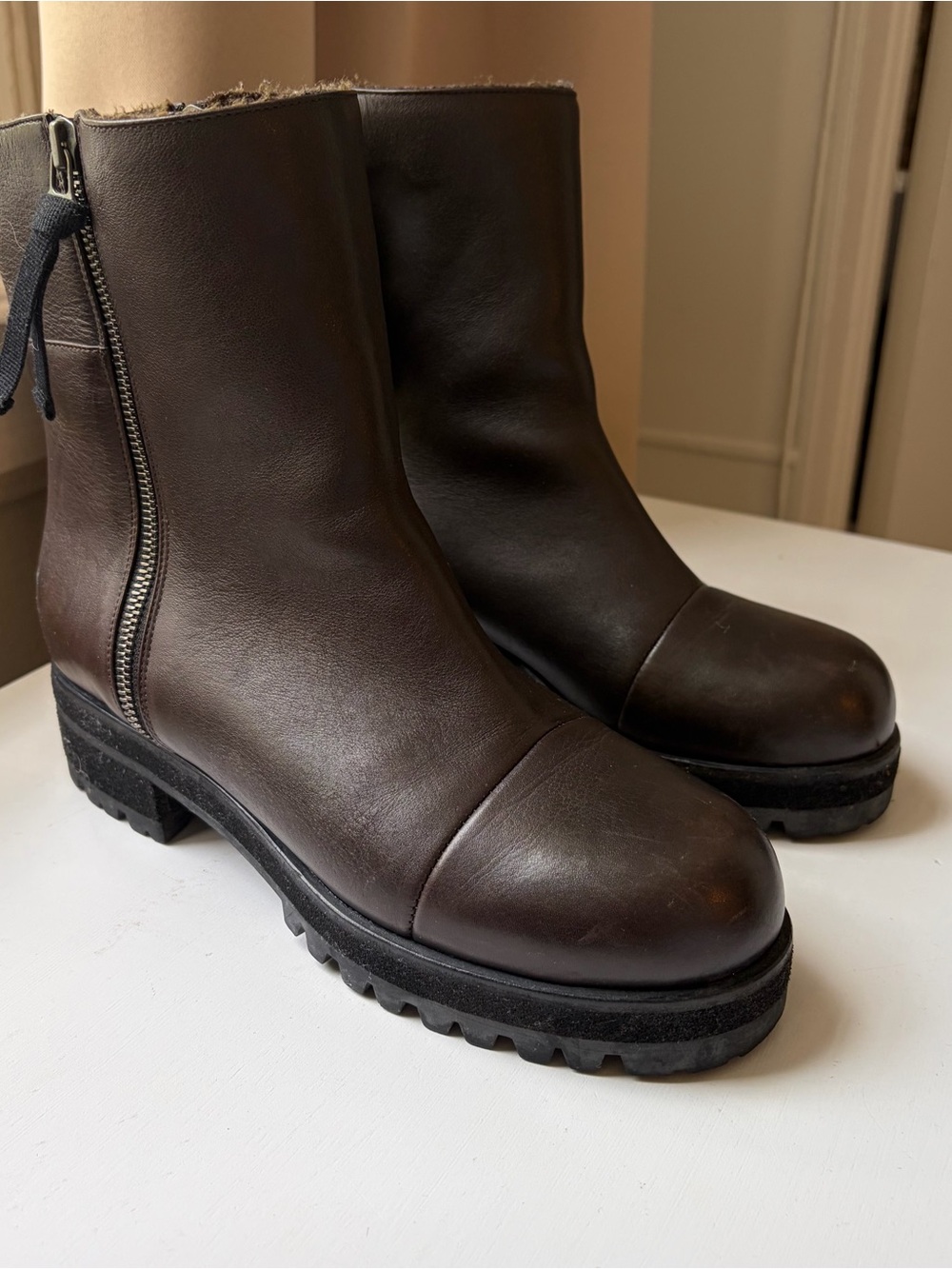 Marni 2011 Brown Italian Leather Zip Ankle Winter Booties Boots Size 39 / US8